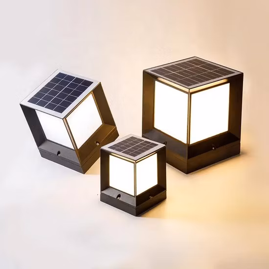 Lampada a colonna solare a LED per recinzione da giardino moderna impermeabile per cancello quadrato